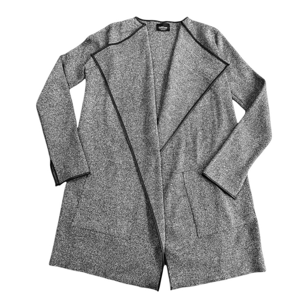 ZARA Knit Drape Front Cardigan Grey/Black